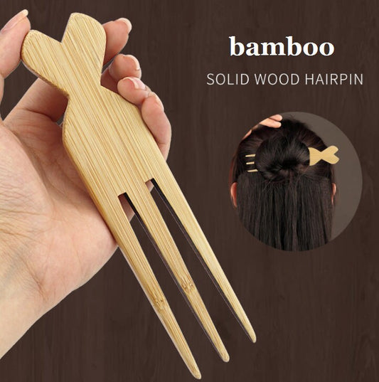 Engrave Logo-Handmade Bamboo Wood Hair pins Comb Fork Comb Picks Comb For Hair Makeup