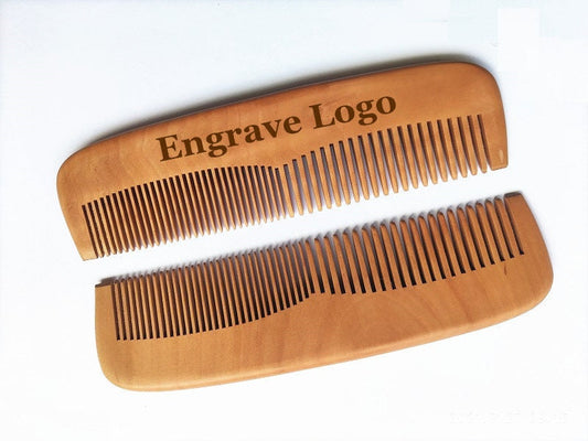 Customize Your Logo-Peach Wood Two Kinds Tooth Comb Beard Comb Hair Brush Barber Tool