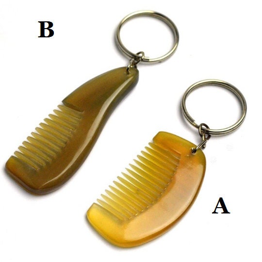 Personalized-Engrave Logo-Mini Handmade Ox Horn Comb keychain comb pocket size for beard care