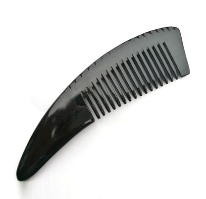 Customize Logo-Black ox horn comb with handle wide tooth for hair for men beard care