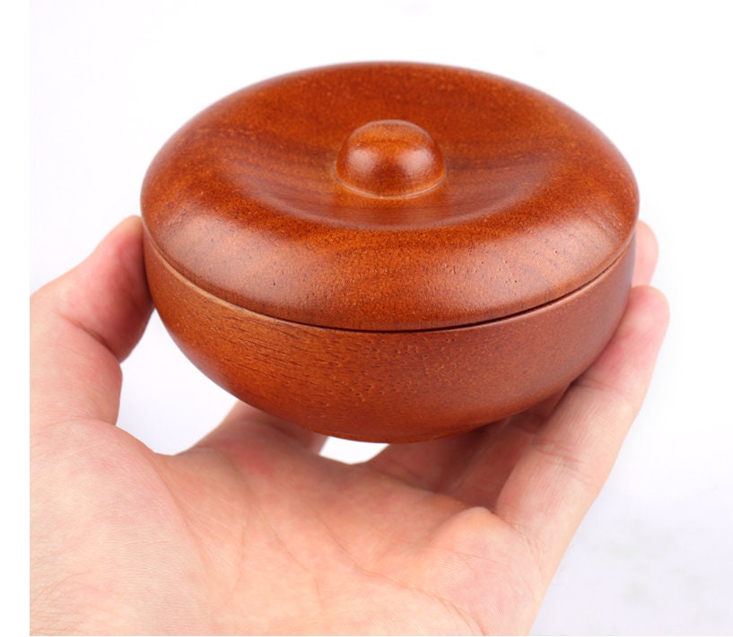 Handmade Red Wood Bowl Shaving Brush Bowl Men Shaving Tool Red Wood Bowl with cover