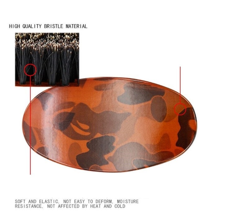 Customize Your Logo-Camouflage Boar Bristle Brush For Men Beard Care Makeup Grooming Engrave Logo