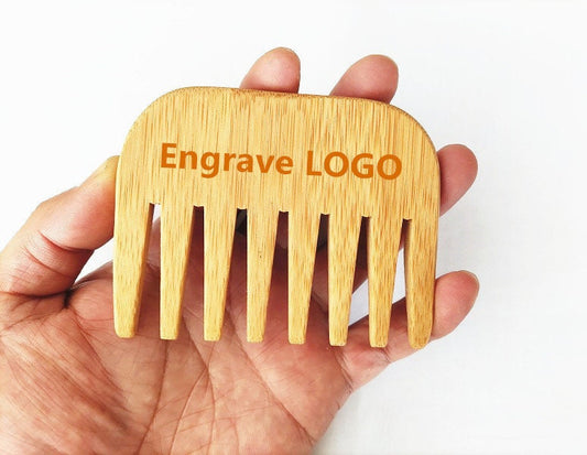 Customize Logo-New Kind Bamboo Wood Beard Comb Wide Tooth Beard Care brush hair combs makeup tool