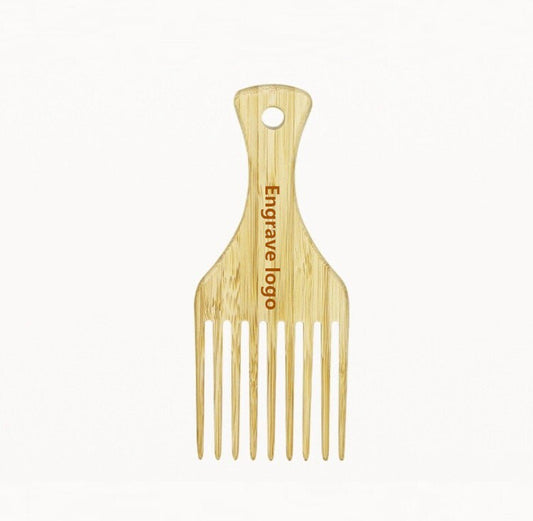 Customize Logo-Bamboo Comb Wide Tooth Beard Care Comb Fork Comb Afro Comb Pick comb hair brush