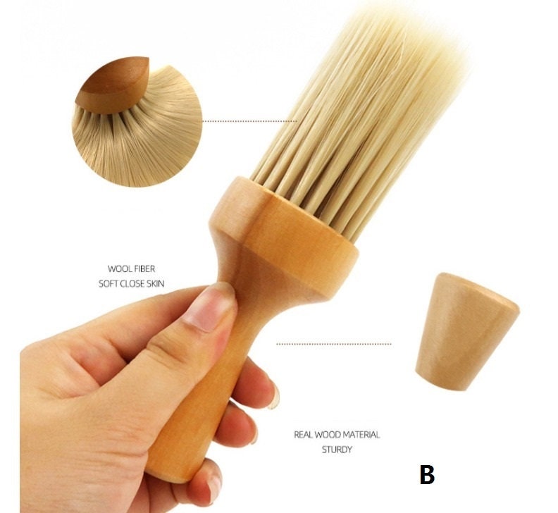 Customized LOGO-Barber Brush for Cleaning Hairs WoodHandle with Soft Fiber For Barbershop Neck Brush