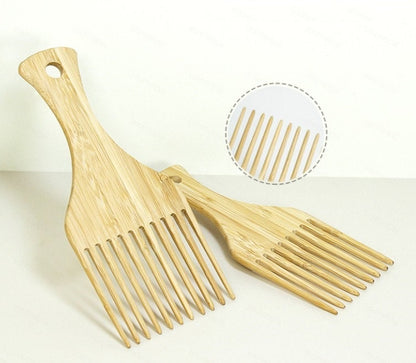 Customize Logo-Bamboo Comb Wide Tooth Beard Care Comb Fork Comb Afro Comb Pick comb hair brush