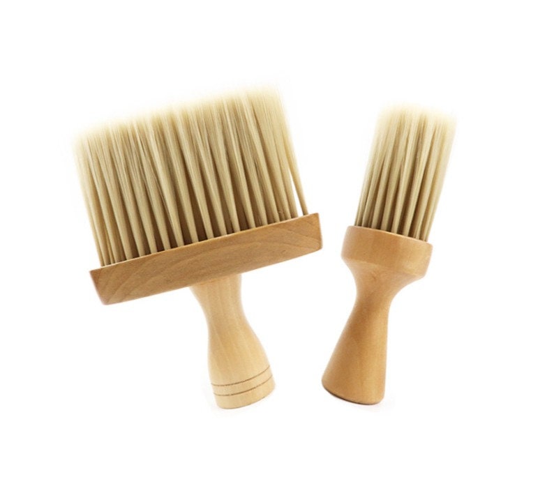 Customized LOGO-Barber Brush for Cleaning Hairs WoodHandle with Soft Fiber For Barbershop Neck Brush