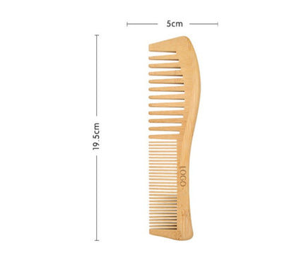 Customize Logo-New Kind Bamboo Wood Comb two kind tooth Beard Care Comb For Men Beard Women Hair brush