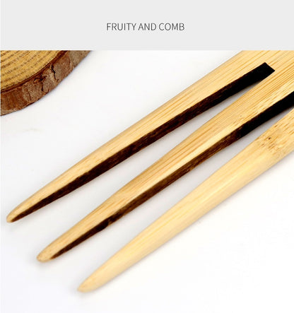 Customize Logo-Bamboo Fork Comb Pick Comb afro Beard Comb Wide Tooth brush