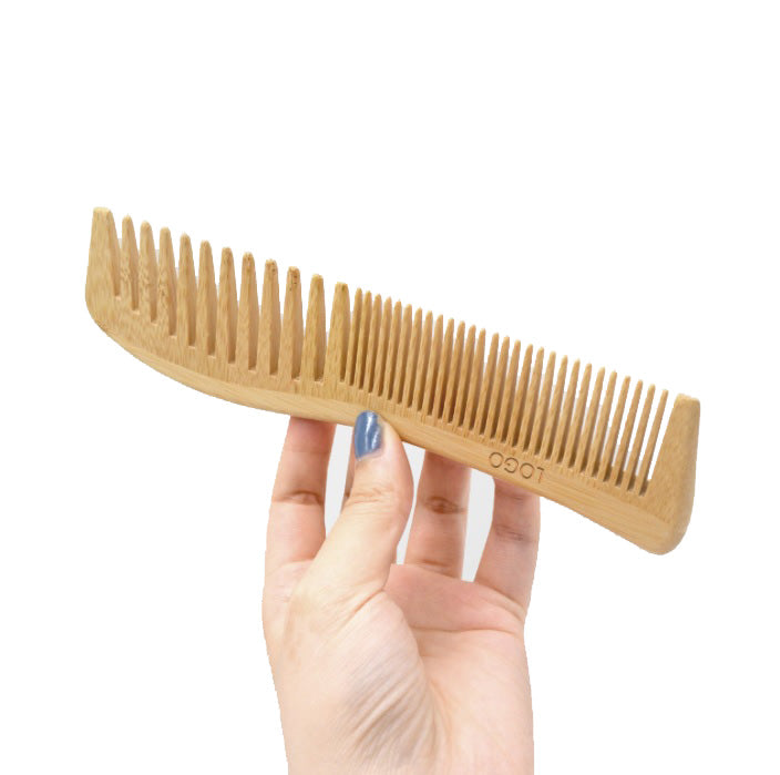 Customize Logo-New Kind Bamboo Wood Comb two kind tooth Beard Care Comb For Men Beard Women Hair brush